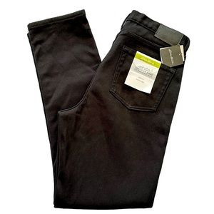 Eddie Bauer Pants Black Jeans Straight Fit Fleece Lined Flex Size 32